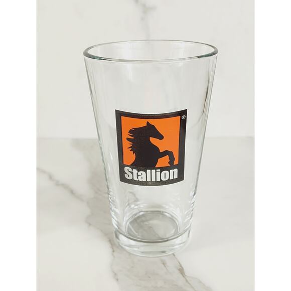 Italian Stallion Horse Pint Beer Clear Glass 16oz Drinkware 5 1/2" Tumbler x2 - Picture 3 of 12